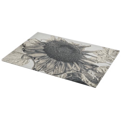 Giant Sunflowers Vintage Sepia Floral Art Cutting Board