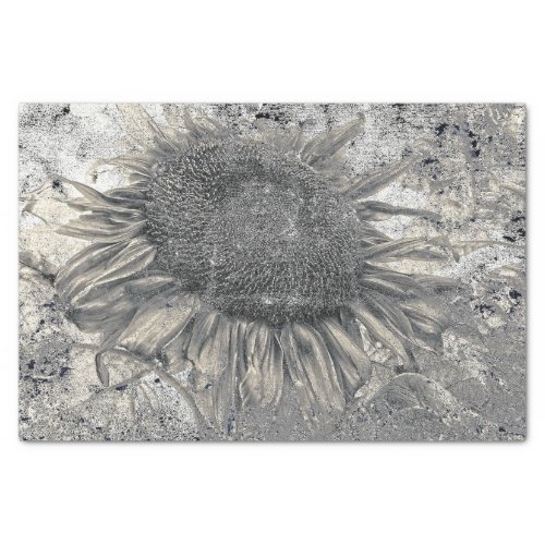 Giant Sunflowers Vintage Sepia Gray Decoupage Art Tissue Paper