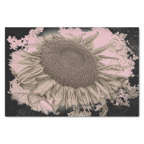 Giant Sunflowers Vintage Sepia Pink Black Vignette Tissue Paper