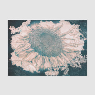 Giant Sunflowers Vintage Sepia Teal Vignette Tissue Paper
