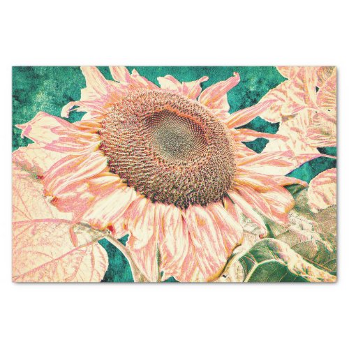 Giant Sunflowers Vintage Yellow Green Decoupage Tissue Paper