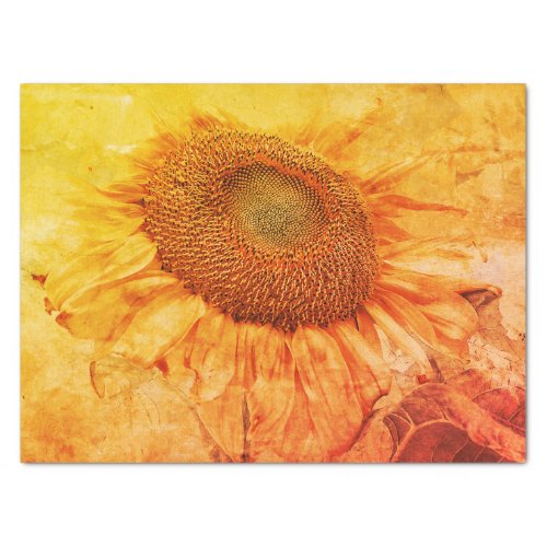 Giant Sunflowers Yellow Grunge Vintage Decoupage Tissue Paper