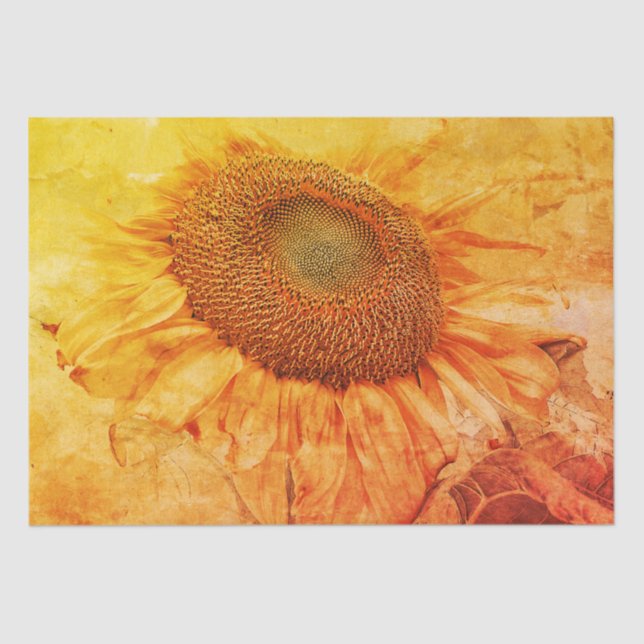 Giant Sunflowers Yellow Grunge Vintage Decoupage Tissue Paper (Front)