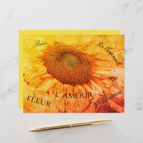 Giant Sunflowers Yellow Grunge Vintage Script