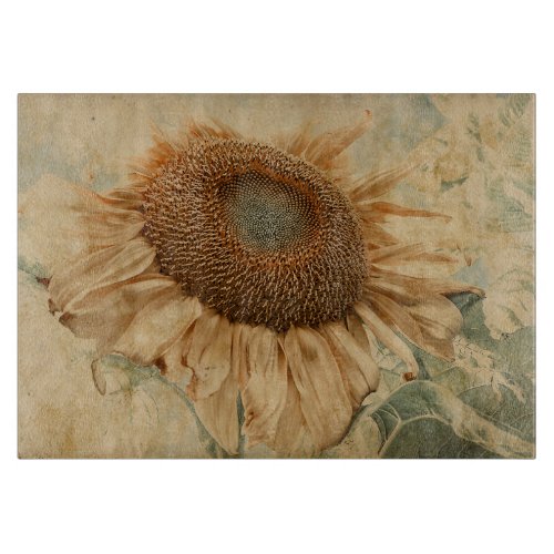Giant Sunflowers Yellow Old Vintage Rustic Art Cutting Board