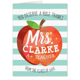 GIANT Teachers Apple Customized Thank You Huge Card