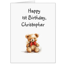 Giant teddy bear card with 1st birthday poem,