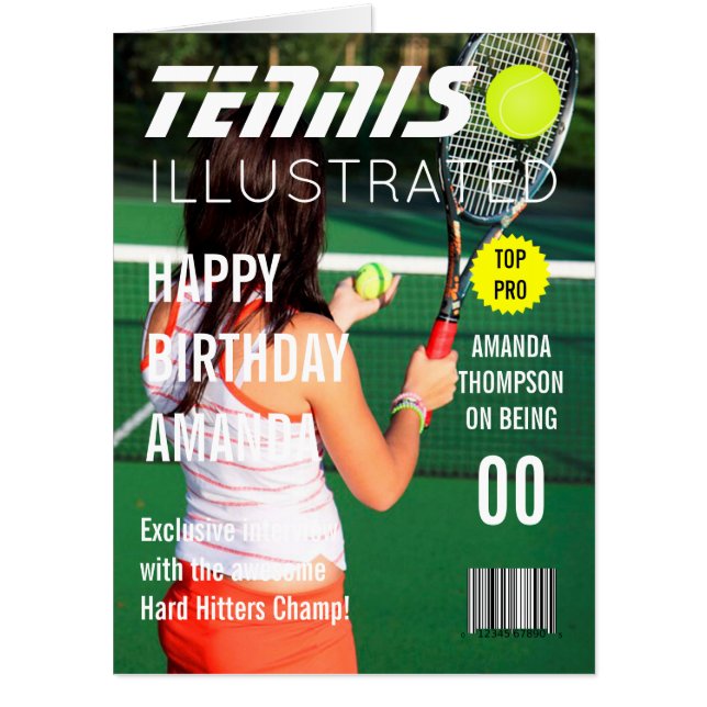 Giant Tennis themed Birthday Party add photo greet Card (Front)