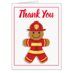 Giant Thank You Firefighters Red White Gingerbread Card