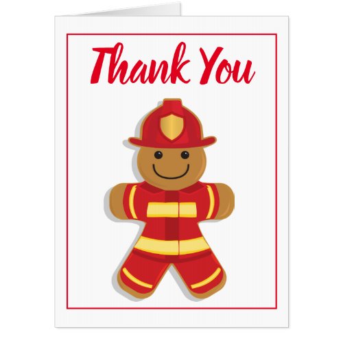 Giant Thank You Firefighters Red White Gingerbread Card