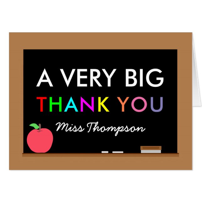 Giant Thank You Teacher personalized add photo Card (Front Horizontal)