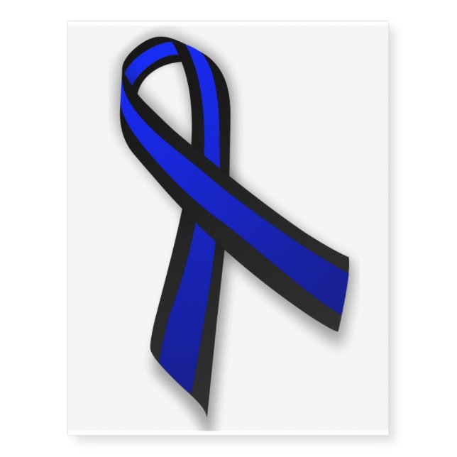 Giant Thin Blue Line Police Memorial Ribbon Temporary Tattoos (Front)