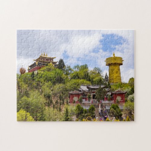 Giant tibetan prayer wheel in Shangri_la _ Yunnan Jigsaw Puzzle