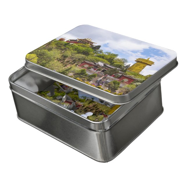 Giant tibetan prayer wheel in Shangri-la - Yunnan Jigsaw Puzzle (Lid Open)