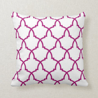Giant Urn Plum Lattice with White Throw Pillow