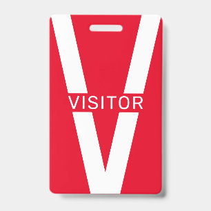 Giant V letter visitors badge