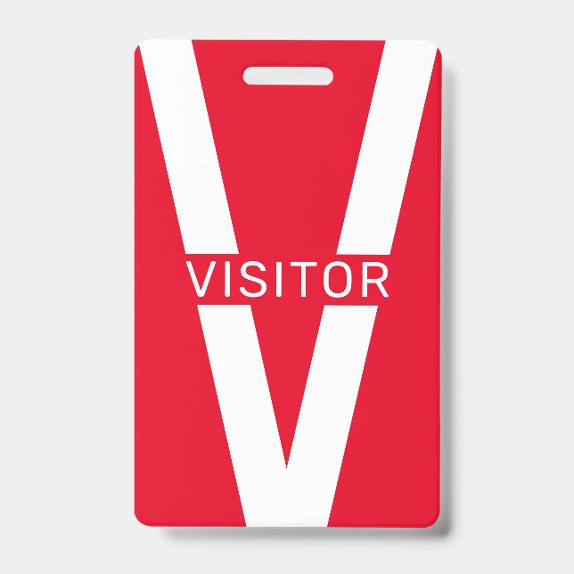 Giant V letter visitors badge (Front)