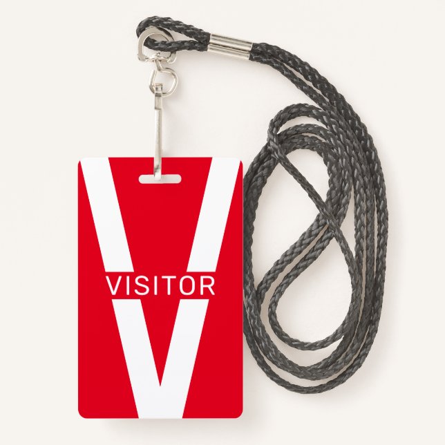 Giant V letter visitors badge (Front with Lanyard)