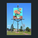 Giant Van Gogh's Sunflowers Artwork, Goodland, KS Postcard<br><div class="desc">"Giant Van Gogh's Sunflowers Artwork and Water Tower, Goodland, Kansas" by Catherine Sherman. Two tall structures greet visitors to Goodland, Kansas. One is a giant reproduction of one of Vincent Van Gogh's Sunflowers paintings: the other is a water tower bearing the town's name. Wouldn't it be fun if Goodland painted...</div>