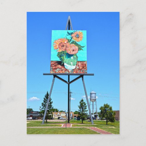 Giant Van Goghs Sunflowers Artwork Goodland KS Postcard