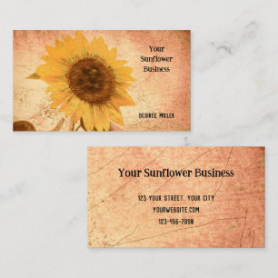 Giant Vintage Sunflower Sepia Brown Yellow Texture Business Card