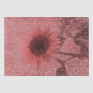 Giant Vintage Sunflowers Sepia Pink Chic Floral Tissue Paper