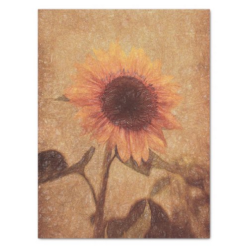 Giant Vintage Sunflowers Sepia Yellow Floral Art Tissue Paper