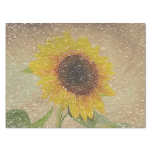 Giant Vintage Sunflowers Yellow Sepia Floral Art Tissue Paper