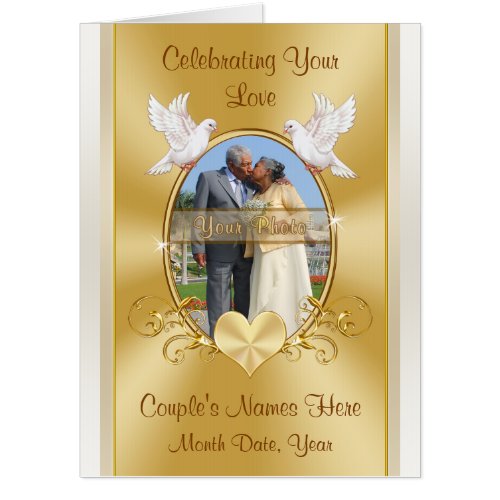 Giant Wedding or Gold Photo Anniversary Cards