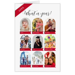 GIANT What a year, 9 photo collage Family Postcard Card