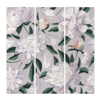 Giant White Peonies on Dove Triptych