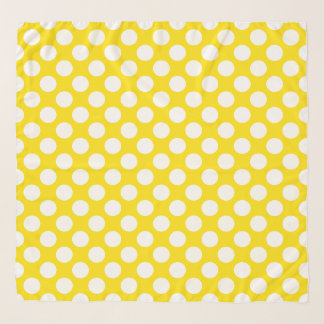 Giant White Polka Dots on Yellow Chiffon Scarf