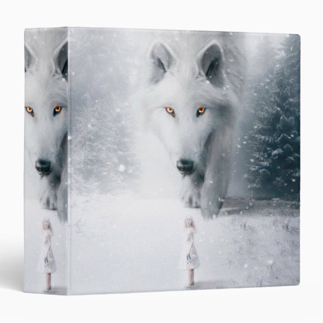 Giant white wolf 3 ring binder (Front/Spine)