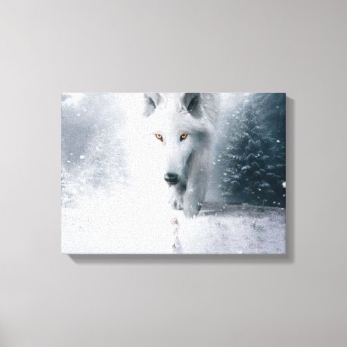 Giant white wolf canvas print