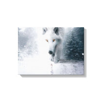Giant white wolf canvas print