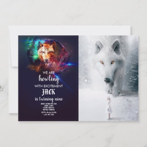 Giant white wolf invitation