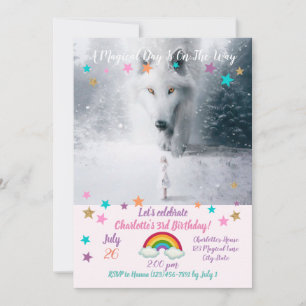 Giant white wolf invitation