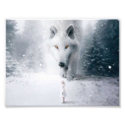 Giant white wolf photo print