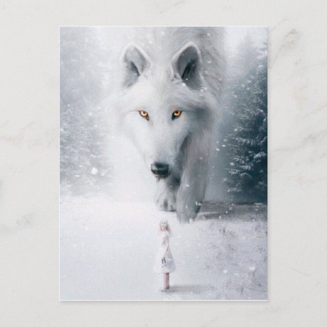 Giant white wolf postcard (Front)