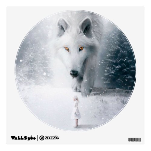 Giant white wolf wall decal