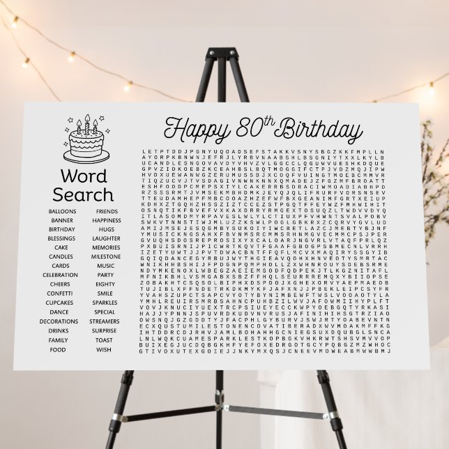Giant Word Search Poster - 80th Birthday (In Situ (Stand))