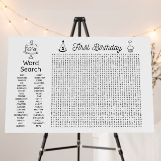 Giant Word Search Poster - First Birthday