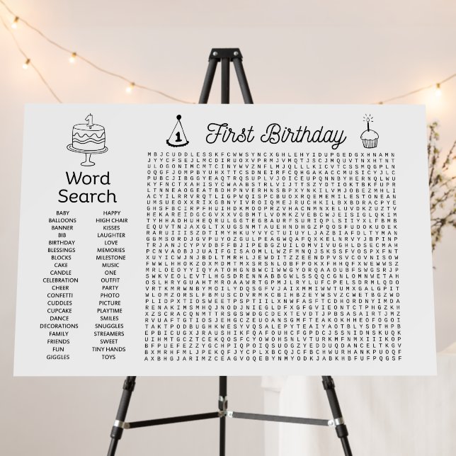 Giant Word Search Poster - First Birthday (In Situ (Stand))