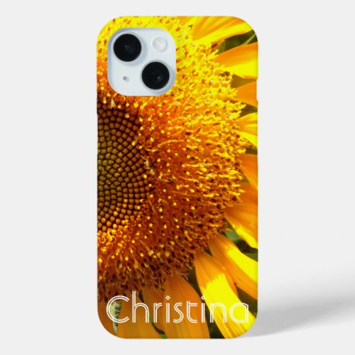 Giant yellow mammoth sunflower photo iPhone 15 case