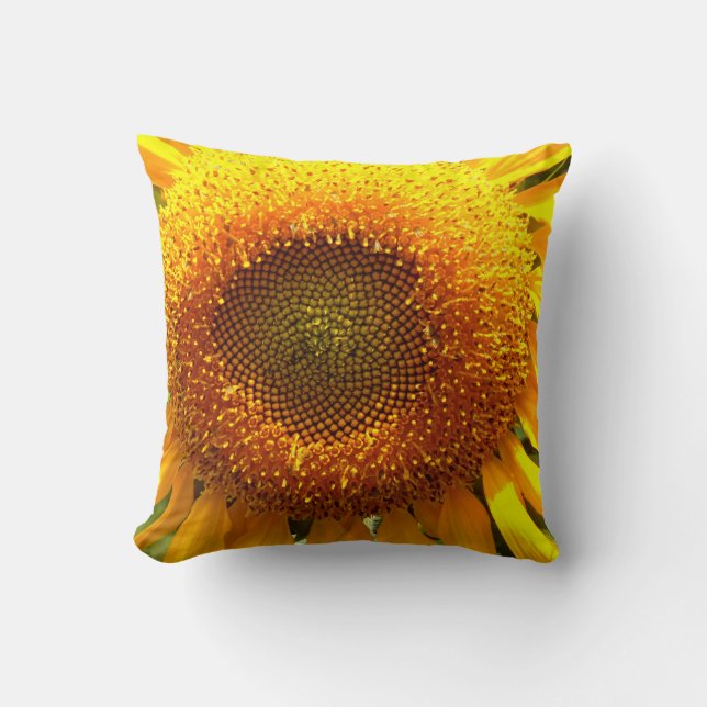 Giant yellow mammoth sunflower photo throw pillow (Front)