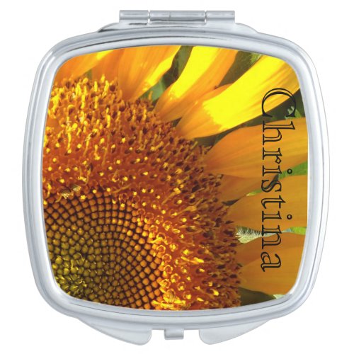 Giant yellow mammoth sunflower photo vanity mirror