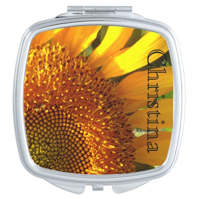 Giant yellow mammoth sunflower photo vanity mirror (Front)