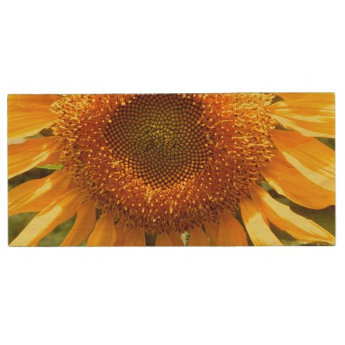 Giant yellow mammoth Sunflower photo Wood Flash Drive