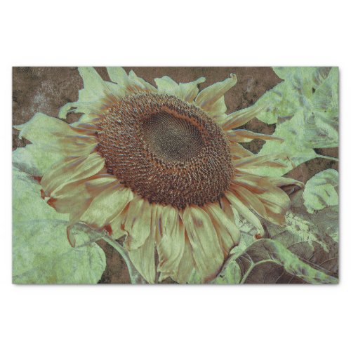 Giant Yellow Sunflower Brown Texture Art Decoupage Tissue Paper