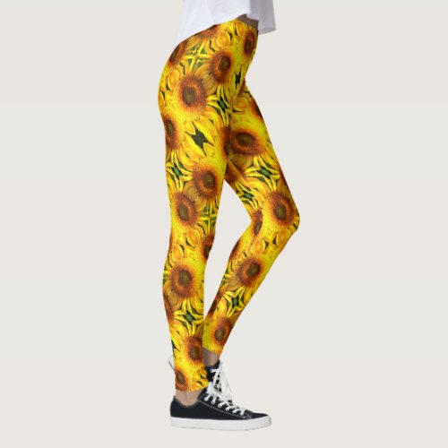 Giant yellow  Sunflower pattern Leggings